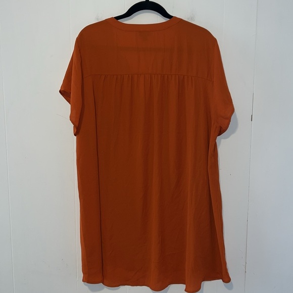 Torrid Women’s Short Sleeve Tunic Sheer Blouse Rust Q26 - Picture 2 of 5